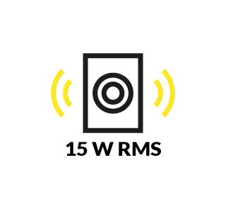 Moc głośnika 15 W RMS + 2 pasywne radiatory