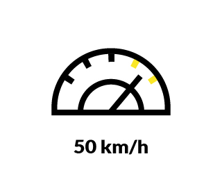 Speed up to 50 km/h